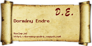 Dormány Endre névjegykártya